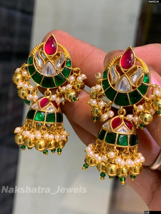 Jaadu Kundan Stones Bridal Earrings