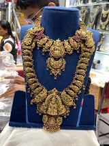 Antique Polish Nakshi Work with Jadau Kundan Stones Bridal Combo Set (Hand made) - Nakshatra Jewels