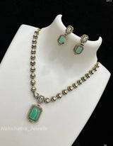 Victorian Polish with Moissanite Stones Necklace - Nakshatra Jewels