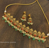 Nagasi Work with Coral Beads Choker - Nakshatra Jewels