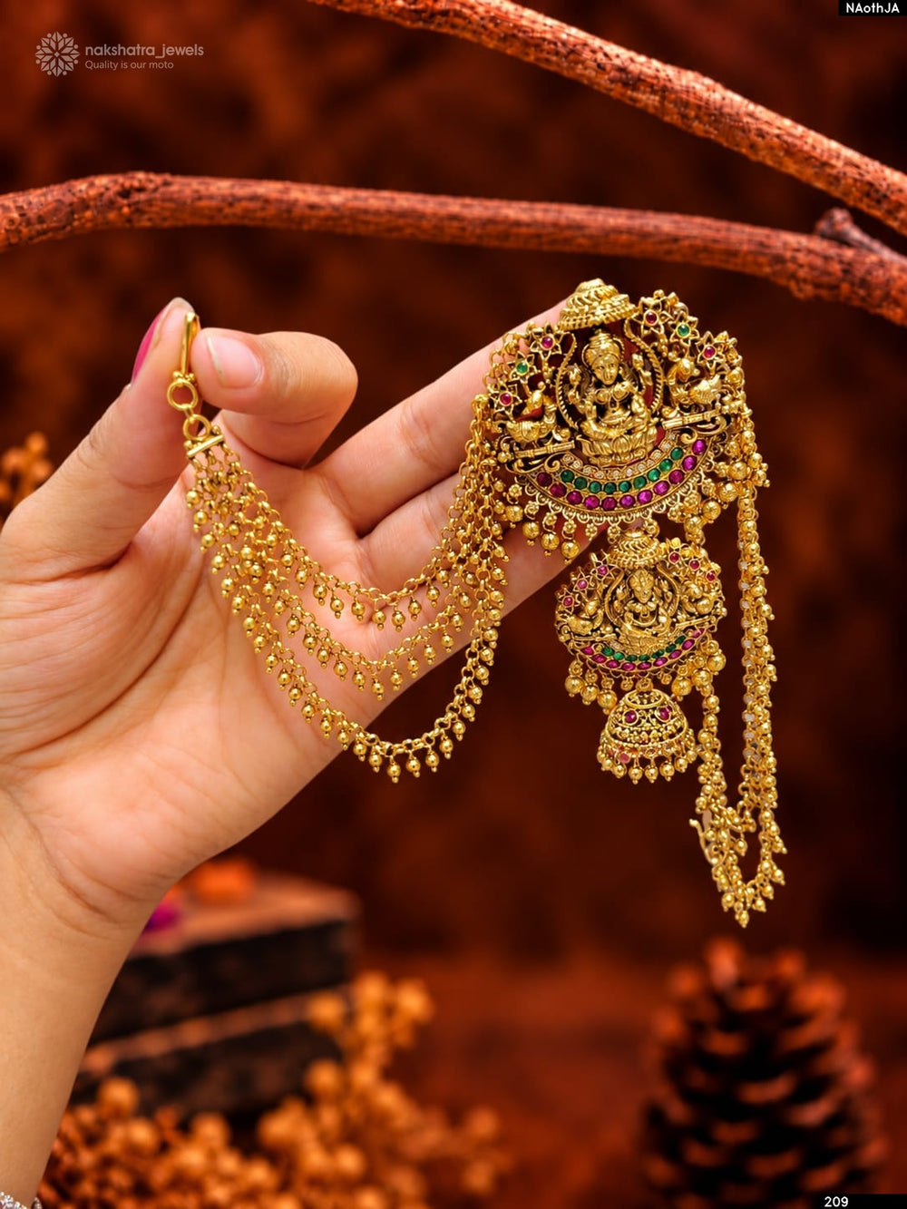 Nakshi Work with Kempu Stones Hair Accessories