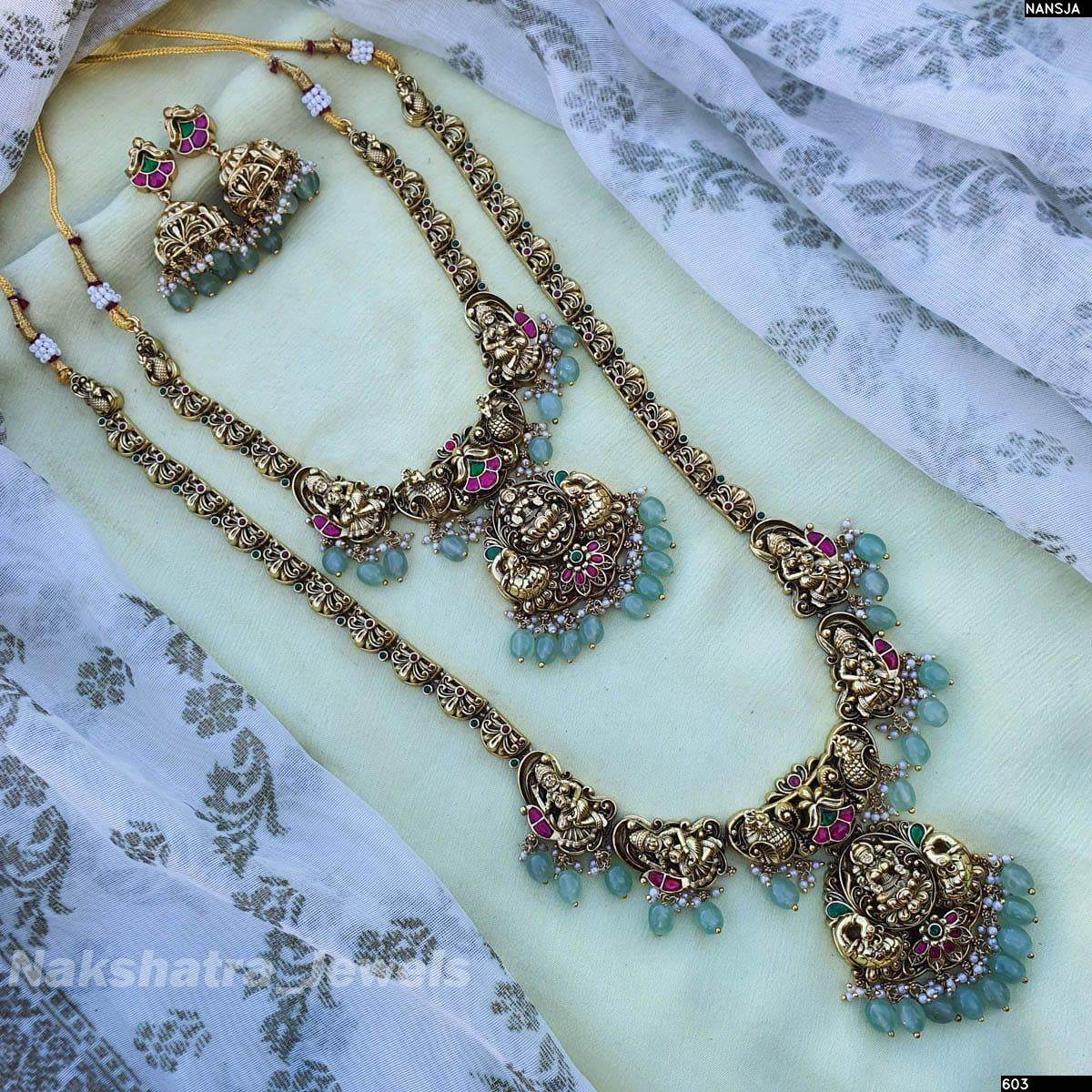 Nakshi work with Jadau Kundan Stones Bridal Combo Set