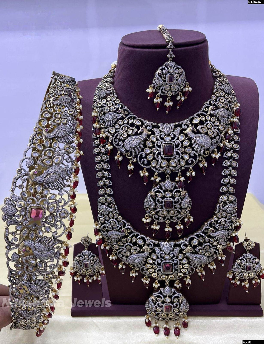 Victorian Polish AD Stone Bridal Set - Nakshatra Jewels
