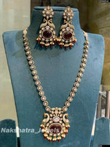 Victorian Polish with Moissanite Stones Necklace - Nakshatra Jewels