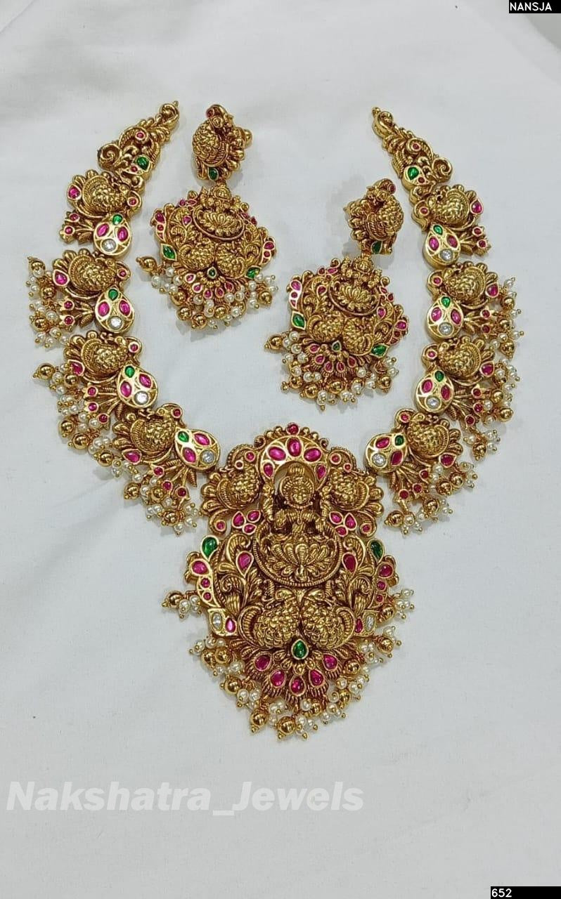 Nakshi Work with Jadau Kundan Stones Bridal Necklace