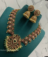 Nagasi work with Kempu Stones Bridal Necklace - Nakshatra Jewels