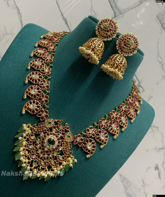 Nagasi work with Kempu Stones Bridal Necklace