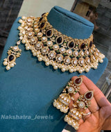 Kundan with Moissanite Stones Bridal Choker - Nakshatra Jewels