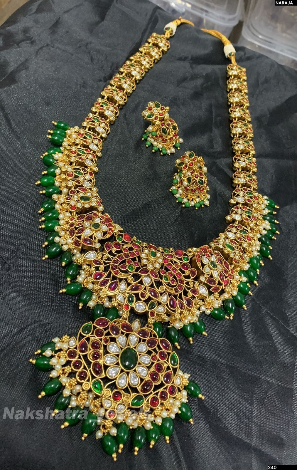 Nagasi Work with Kempu Stones Bridal Haram