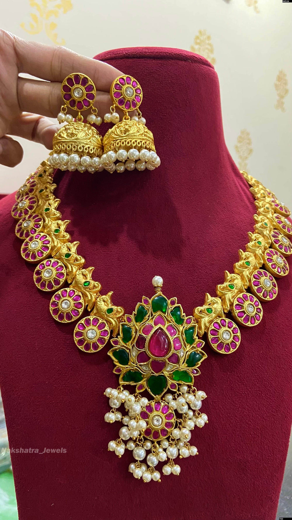Jaadu Kundan Stones with Nagasi Work Necklace - Nakshatra Jewels