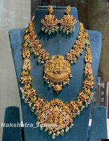 Victorian Polish AD Stones & Nakshi Work Bridal Combo Set - Nakshatra Jewels