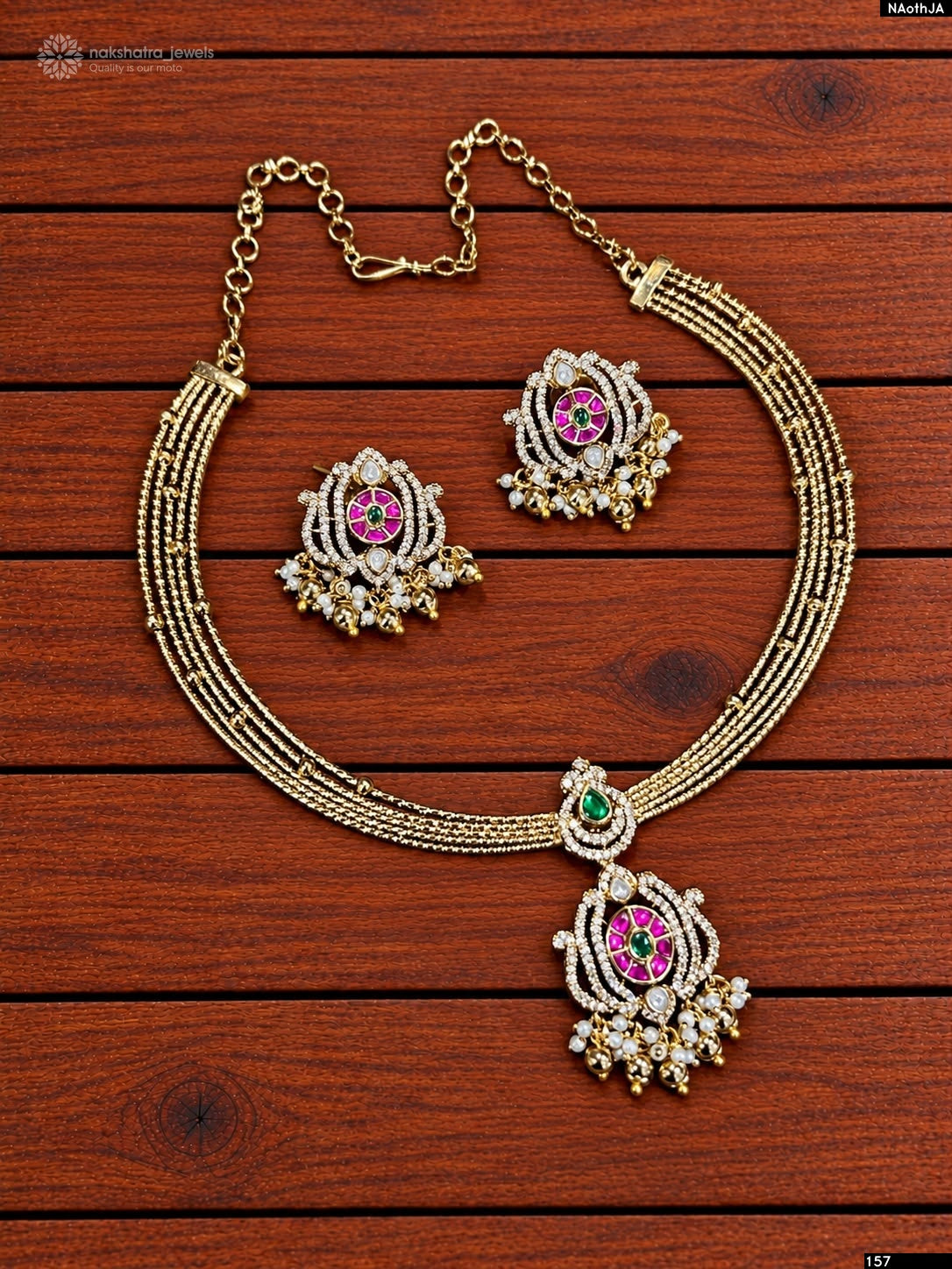 Victorian Polish AD & Kundan Stones Necklace