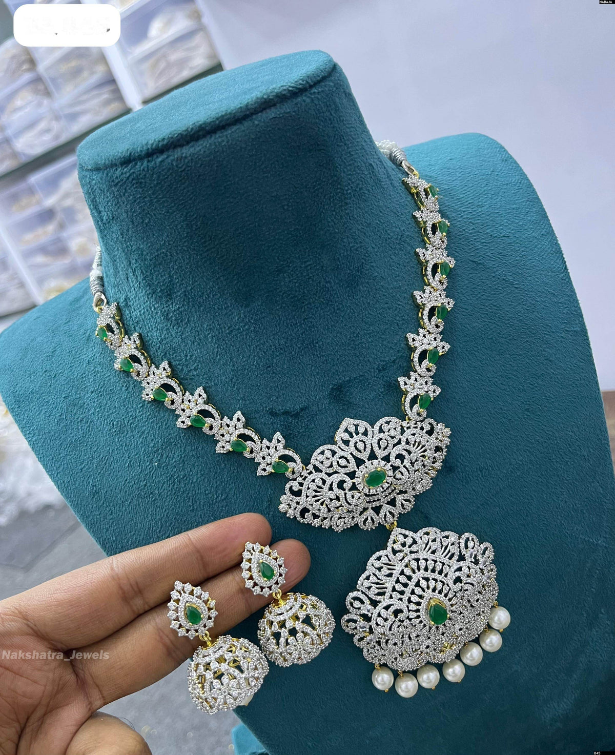 American Diamond Stones Bridal Necklace