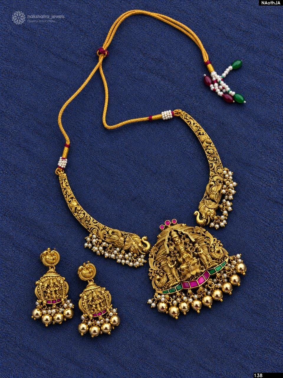 Nakshi Work with Kundan Stones Kante Necklace