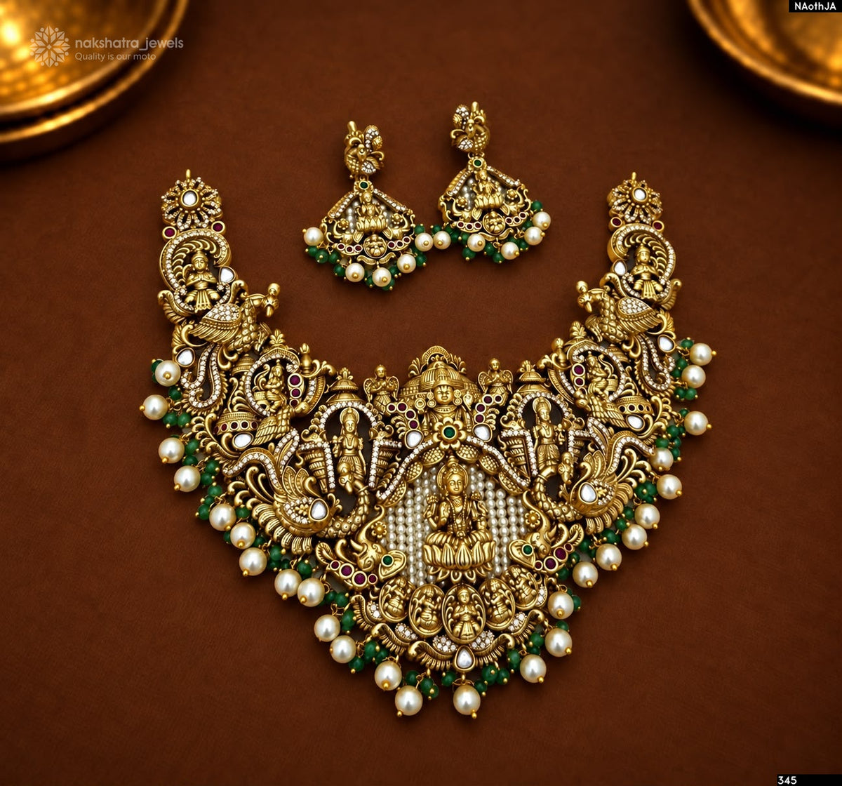 Nakshi Work with AD Stones Bridal Necklace
