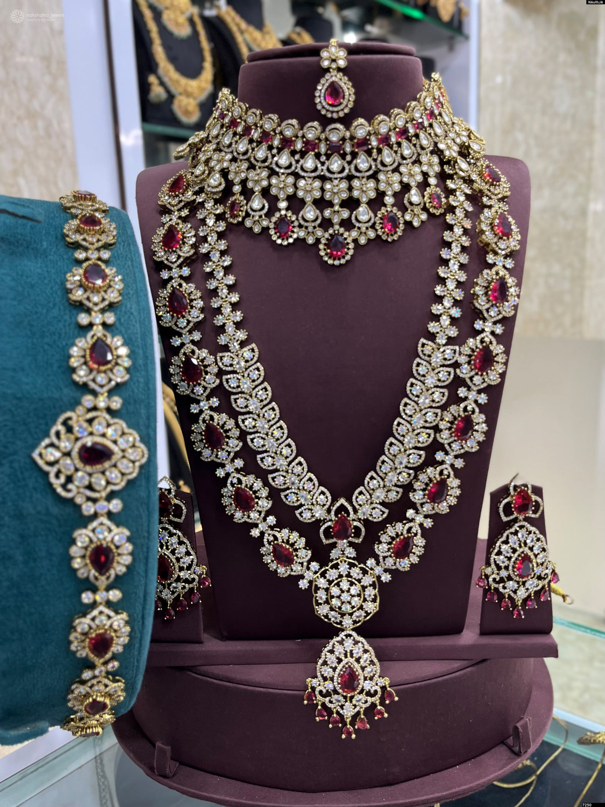 Victorian Polish AD Stones Bridal Combo Set