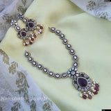 Victorian Polish AD & Moissanite Stones Necklace - Nakshatra Jewels