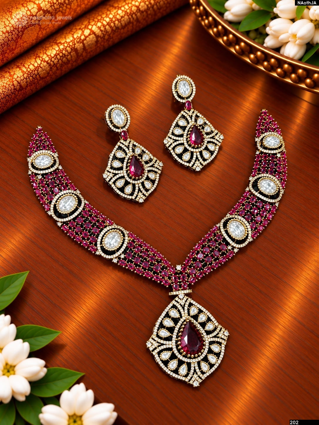 Victorian Polish with AD Stones Bridal Necklace
