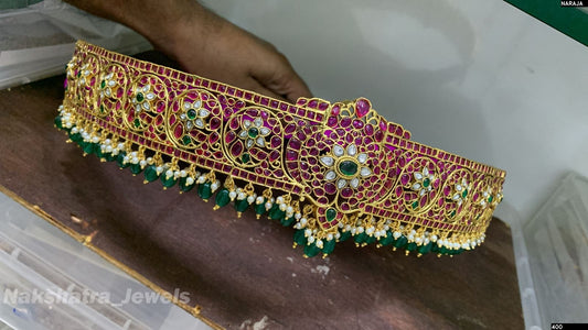 Nagasi Work with Kempu & Kundan Stones Bridal Hip Belt