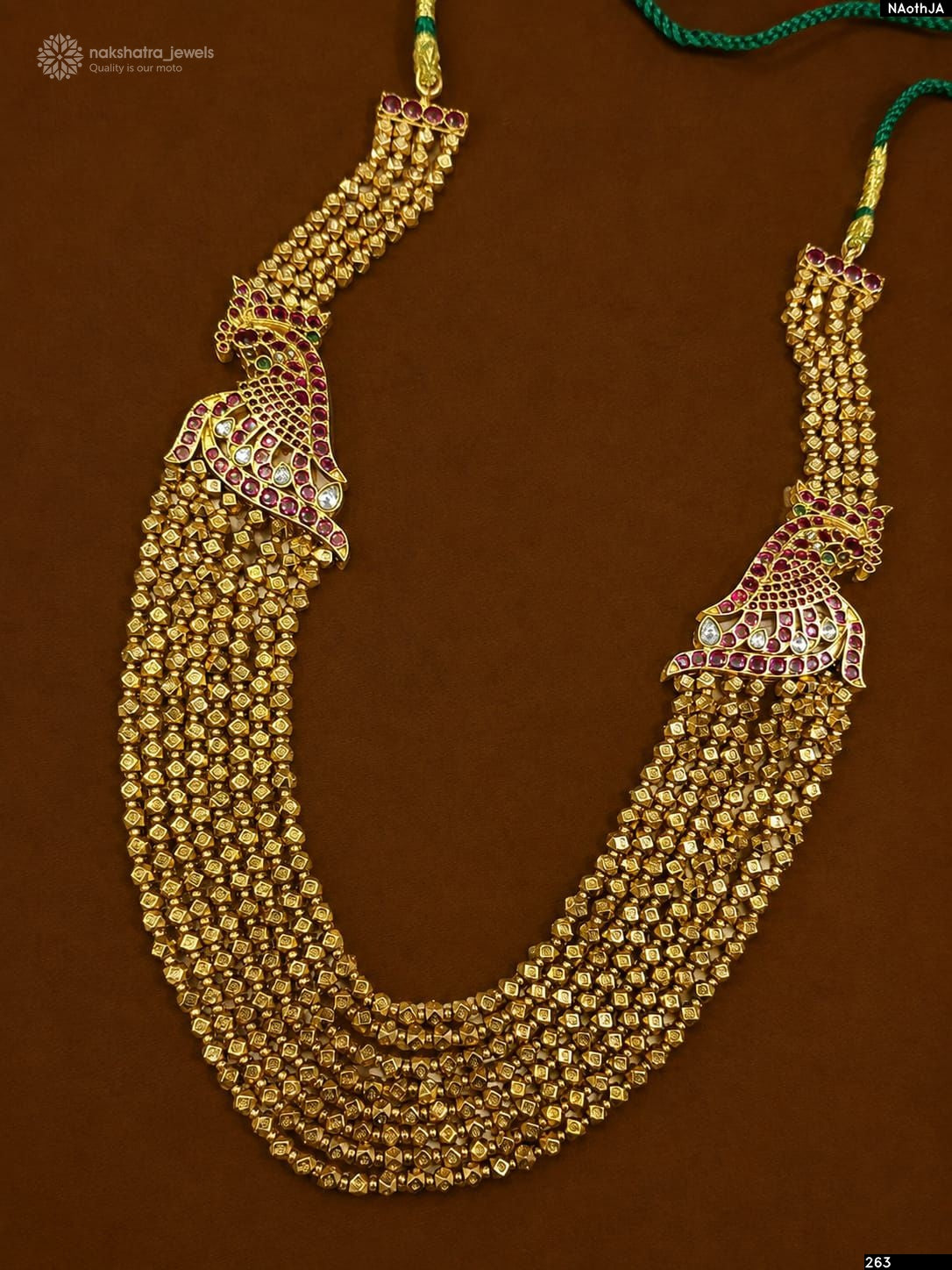 Nakshi Work with Kempu Stones Haram