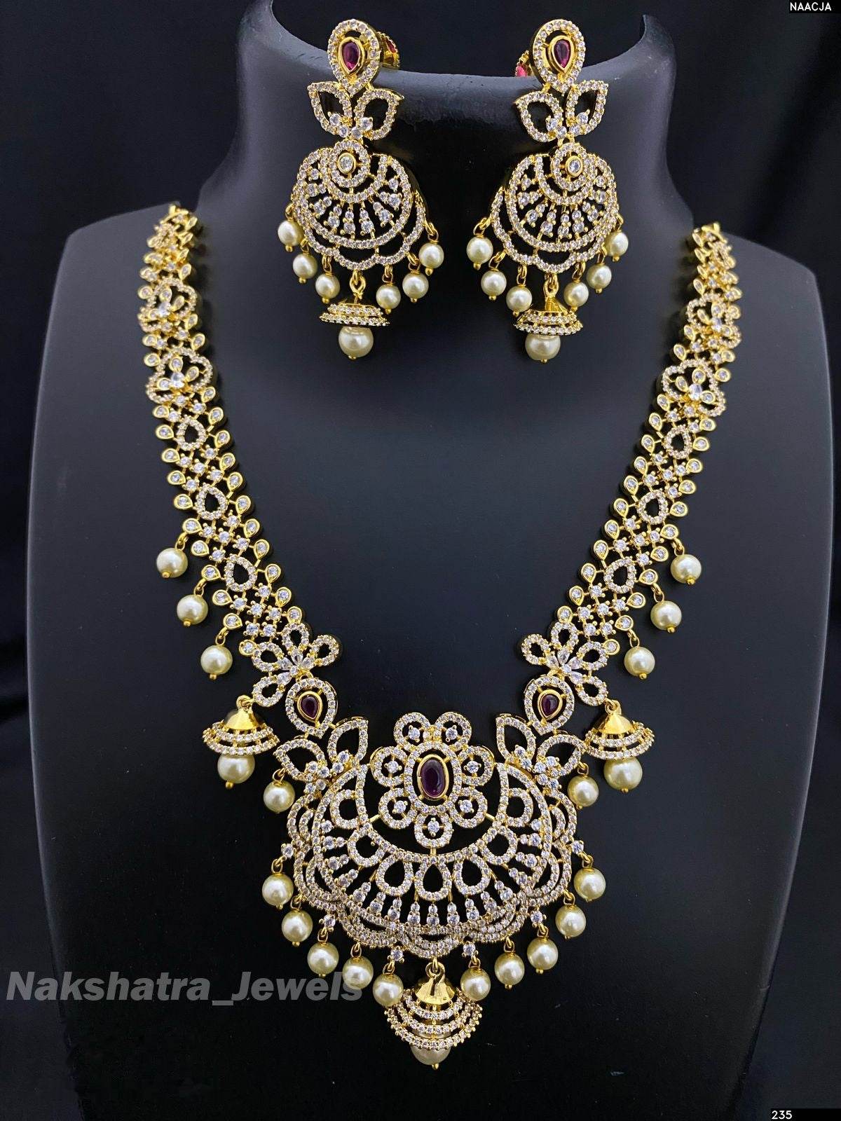 AD Stones Necklace (Gold Polish)
