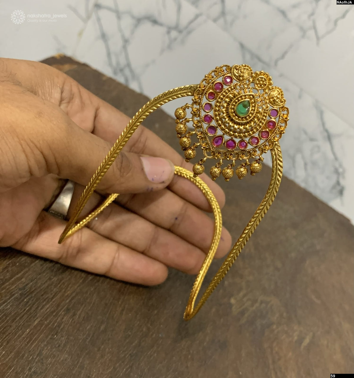 Nakshi Work with Kempu Stones Bridal Vanki