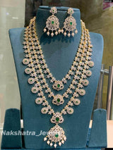 American Diamond Stones Bridal Layer Haram - Nakshatra Jewels
