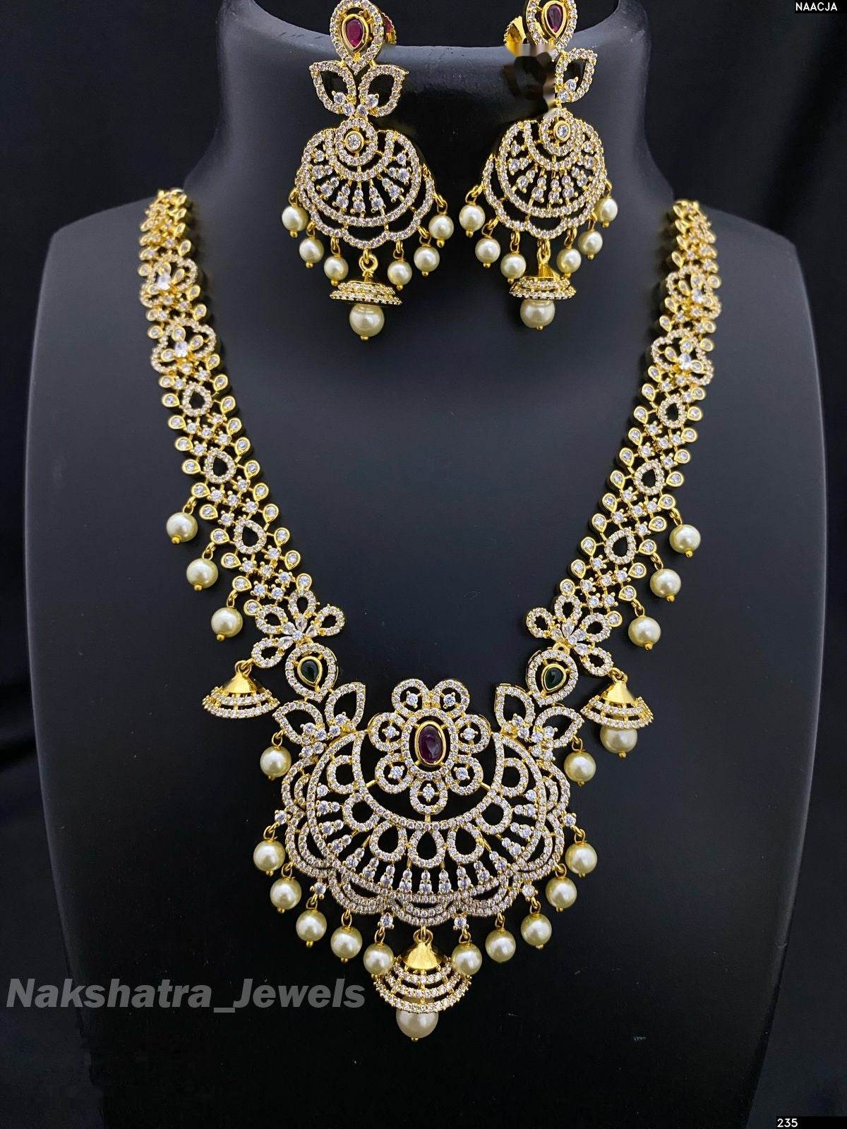 AD Stones Necklace (Gold Polish)