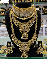Nagasi Work with Kempu Stones Bridal Combo Set - Nakshatra Jewels