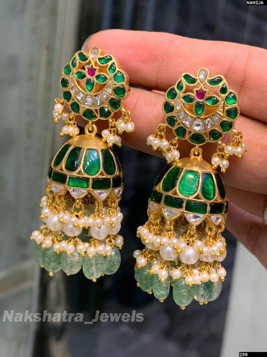 Jaadu Kundan Stones Bridal Earrings