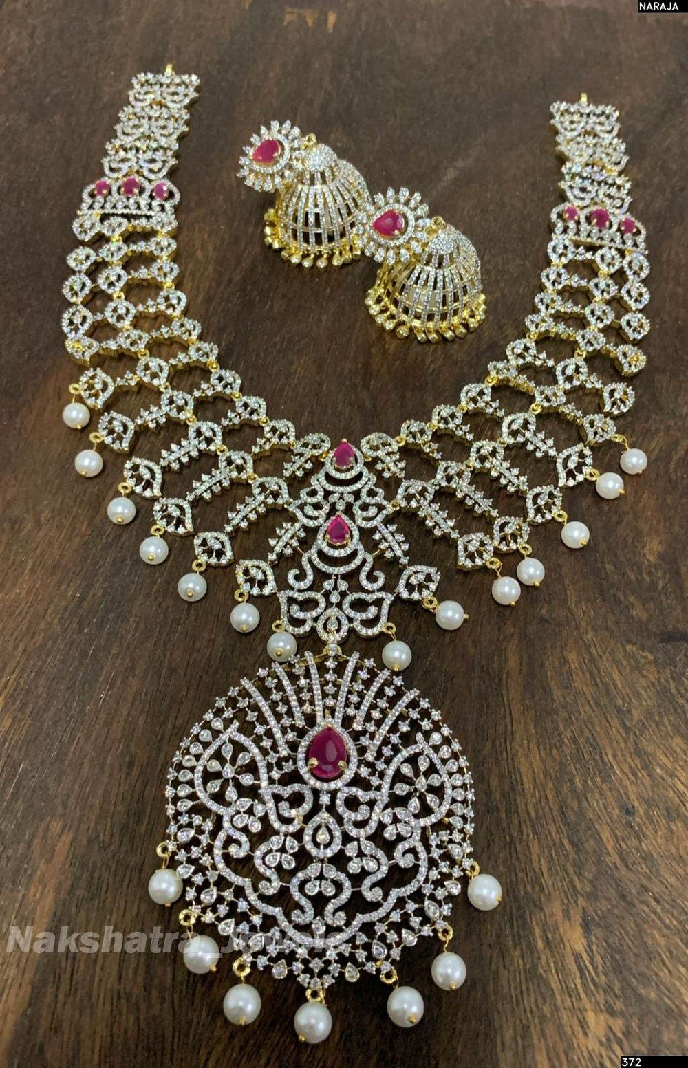 American Diamond Stones Bridal Haram - Nakshatra Jewels
