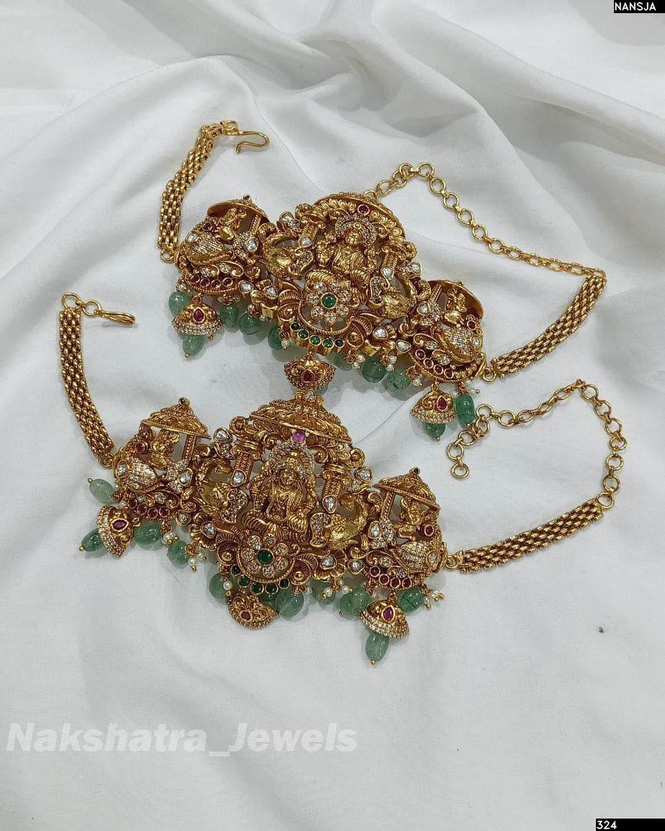 Nakshi Work with Jadau Kundan Stones Bridal Baju Band - Nakshatra Jewels