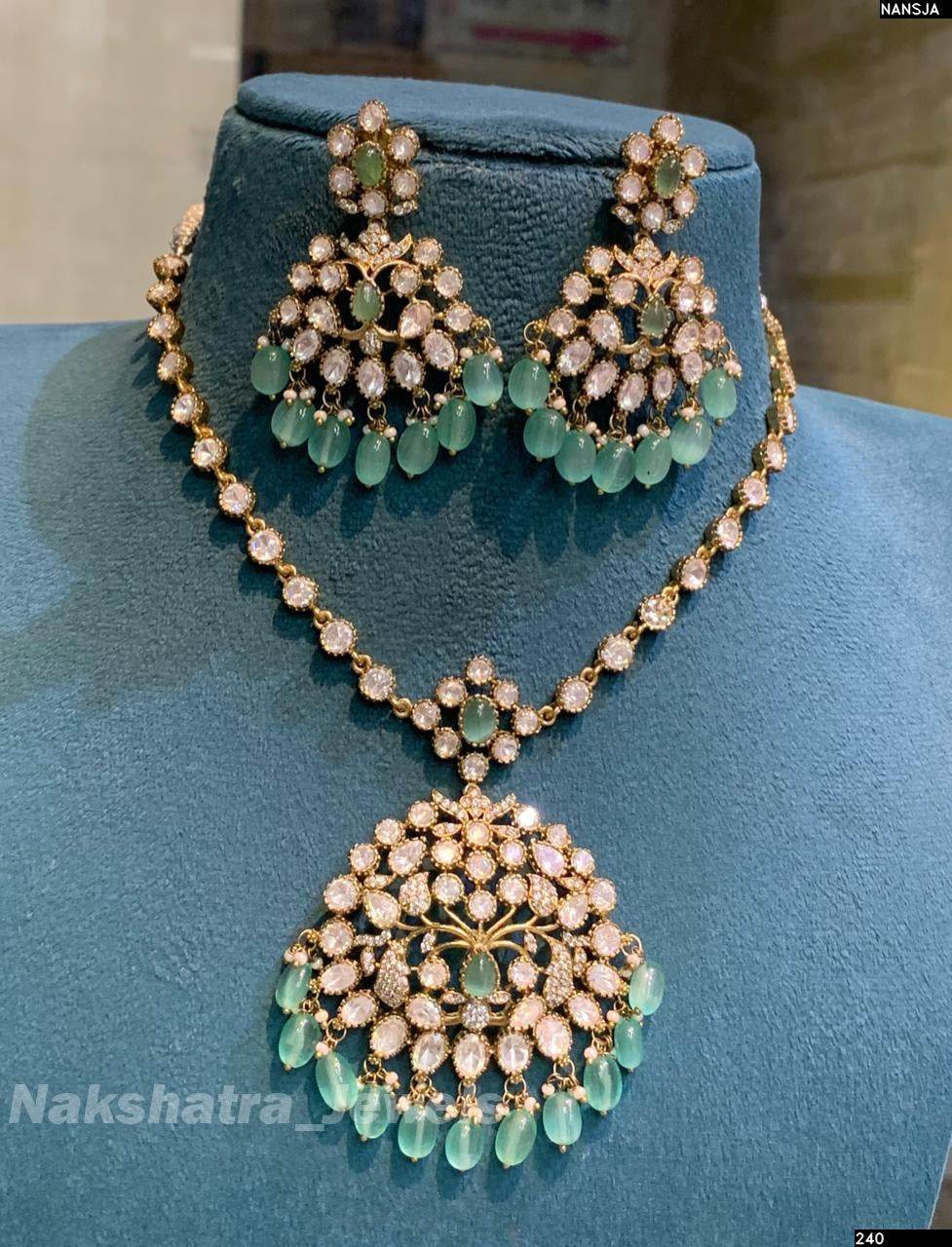 Victorian Polish with Moissanite Stones Bridal Necklace