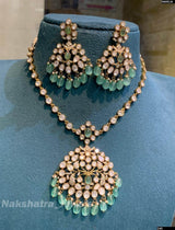 Victorian Polish with Moissanite Stones Bridal Necklace - Nakshatra Jewels