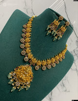 Nakshi Work with Kempu and AD Stones Necklace