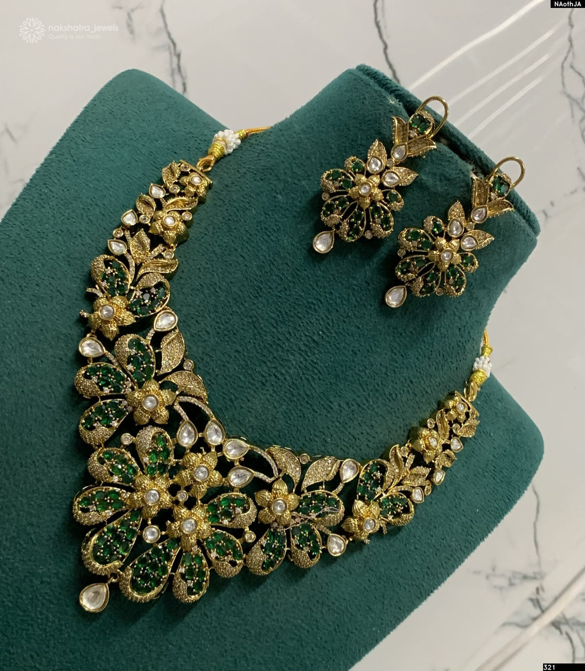 Victorian Polish AD Stones Necklace