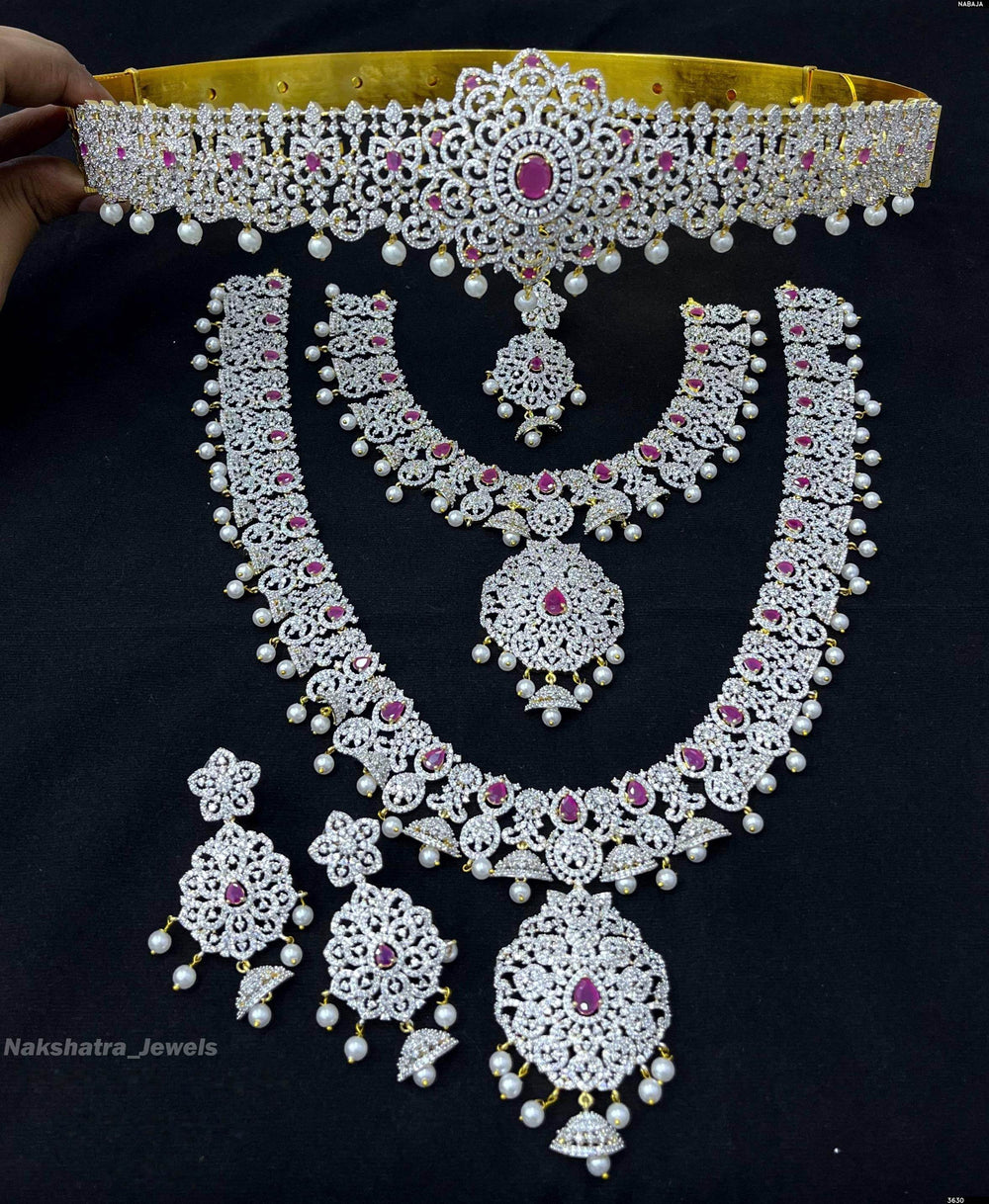 American Diamond Stones Bridal Set - Nakshatra Jewels