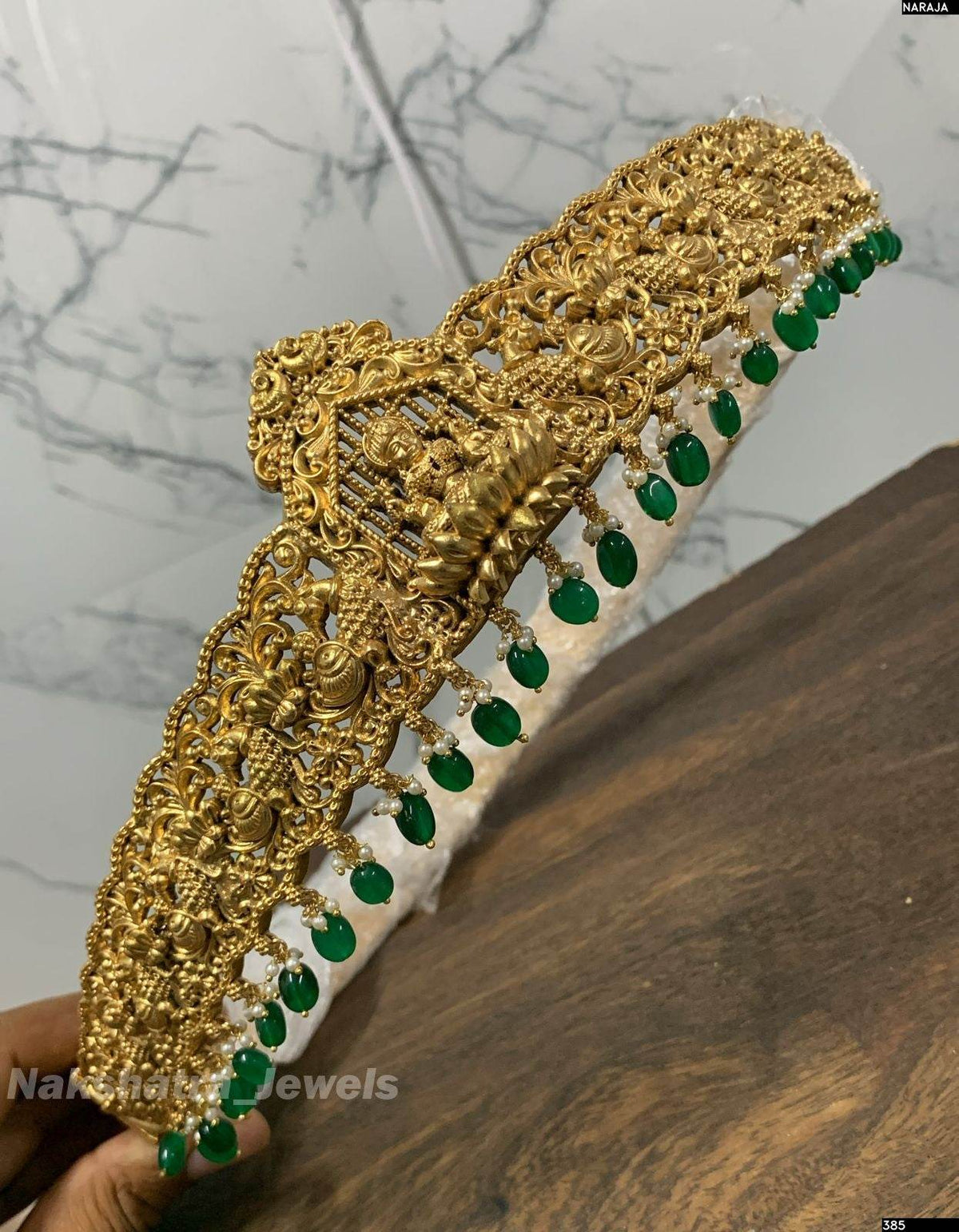 Nakshi Work with AD & Kempu Stones Bridal Hip Belt