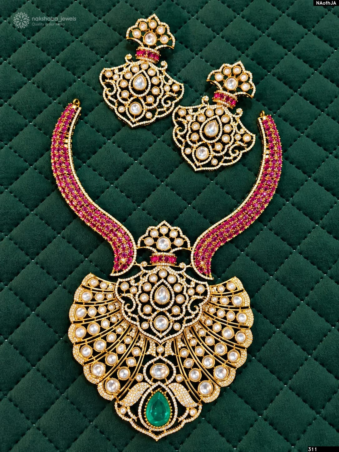 Victorian Polish AD Stones Bridal Neck Set