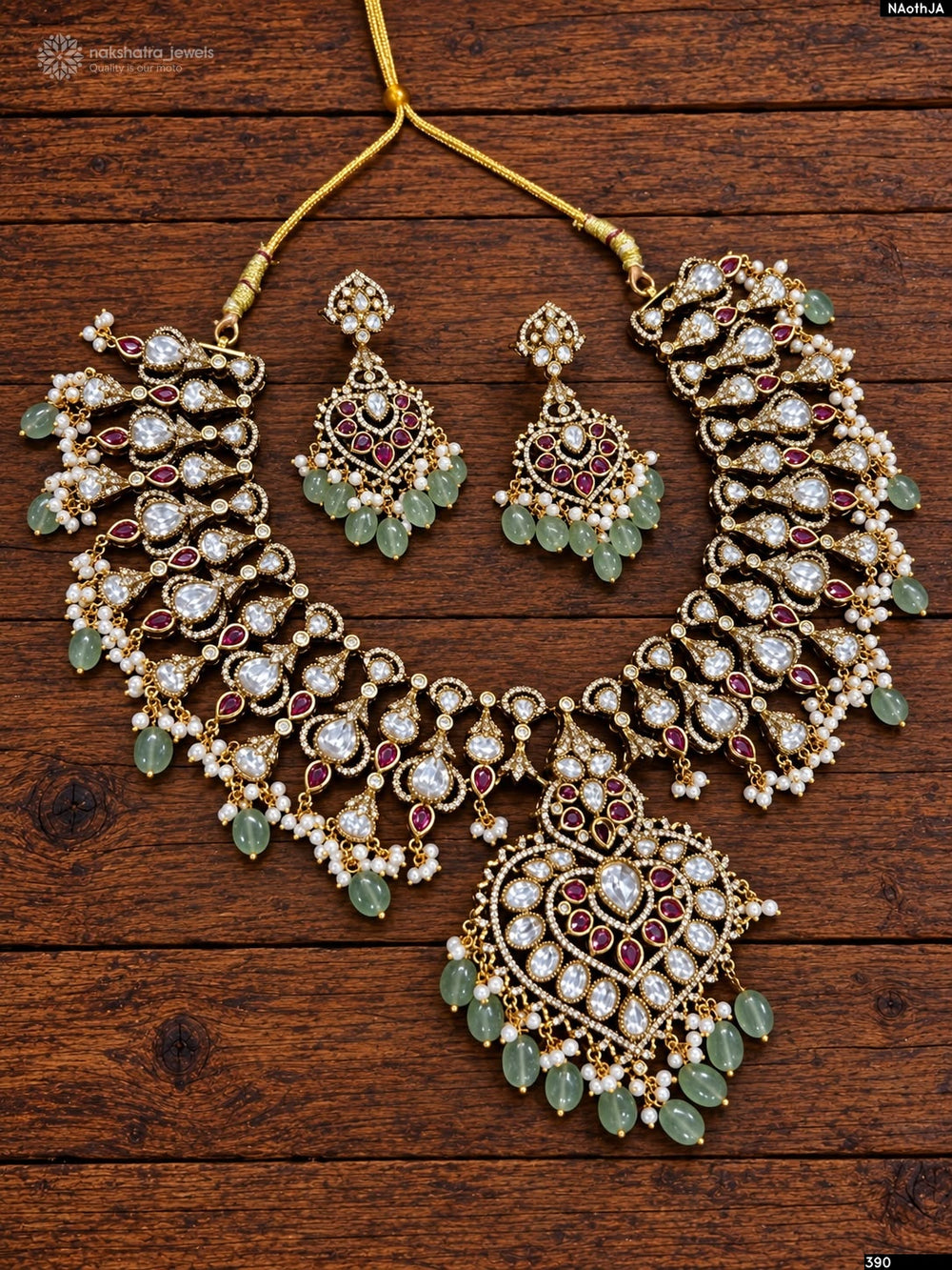 Victorian Polish with Mossianite Stones Bridal Necklace
