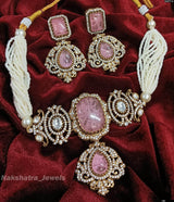 Victorian Polish AD & Moissanite Stones Bridal Choker - Nakshatra Jewels