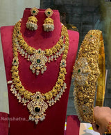Victorian Polish AD Stones & Nakshi Work Bridal Set (Gold Replica) - Nakshatra Jewels
