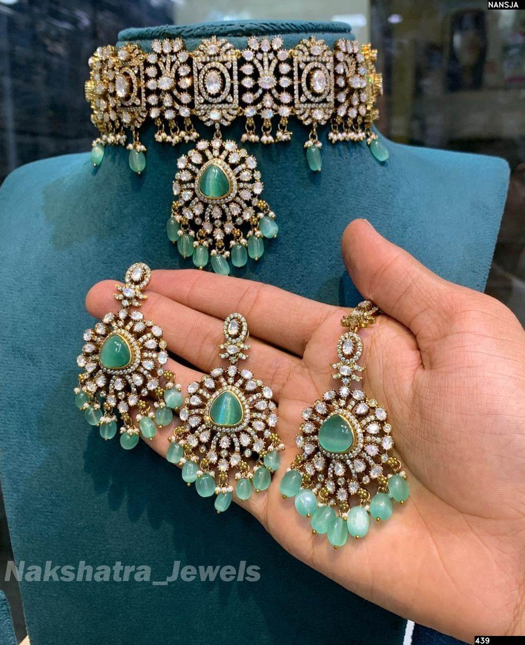 Victorian Polish with Moissanite Stones Bridal Choker