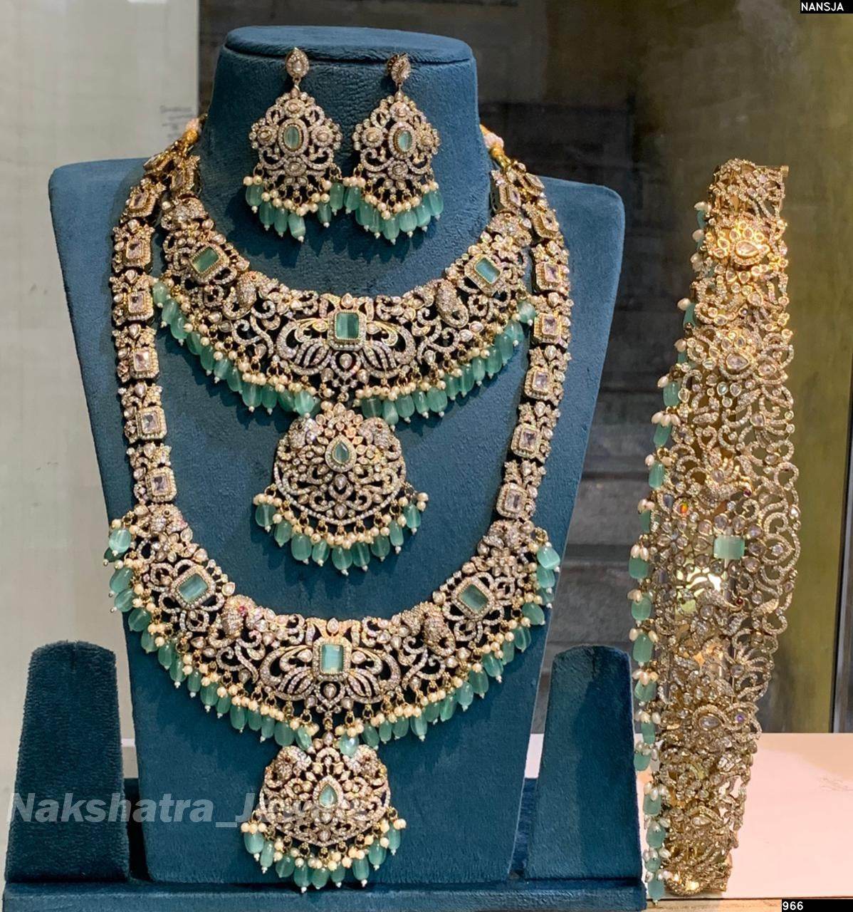 Victorian Polish AD Stones Bridal Set