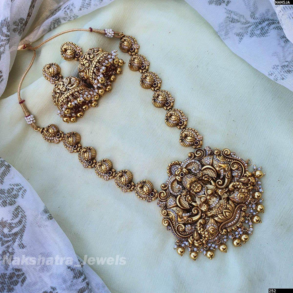 Nakshi Work with AD Stones Bridal Necklace - Nakshatra Jewels