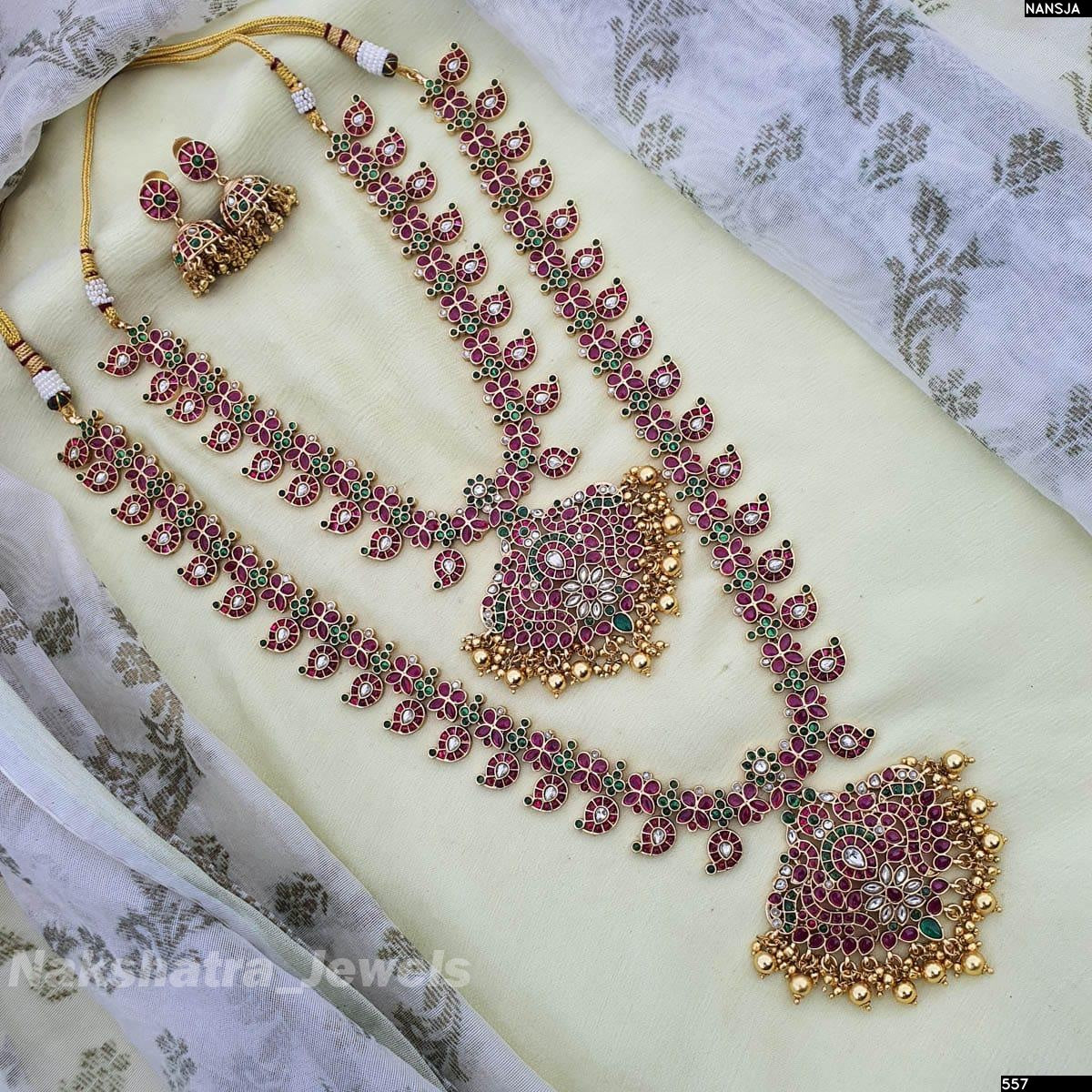 Nagasi Work with Kempu Stones Bridal Combo Set