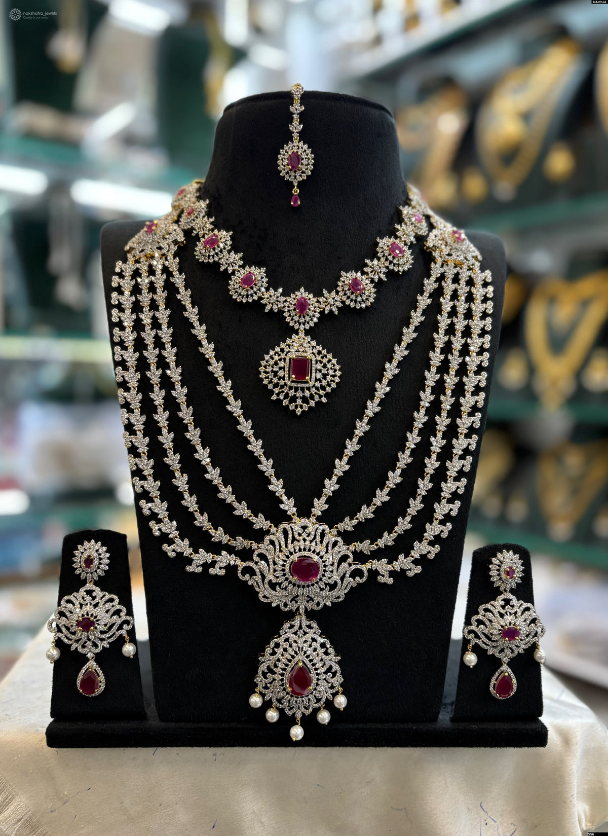 American Diamond Stones Bridal Combo Set