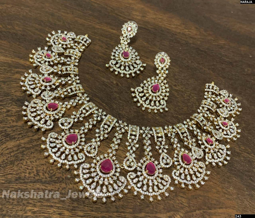 American Diamond Stones Bridal Necklace - Nakshatra Jewels