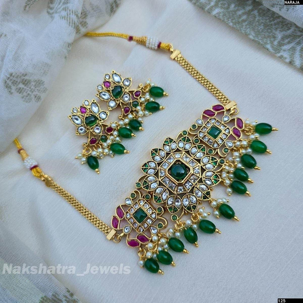 Premium Matt with Kempu & AD Stones Choker - Nakshatra Jewels